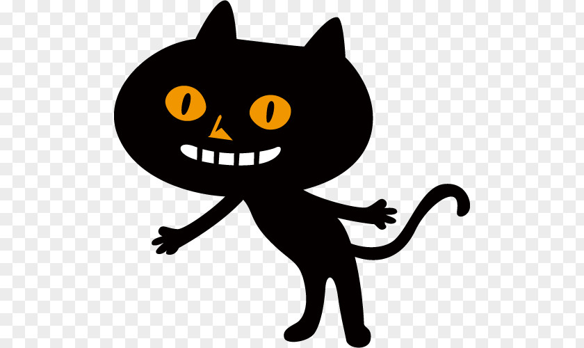 Black Cat Halloween Whiskers Illustration PNG
