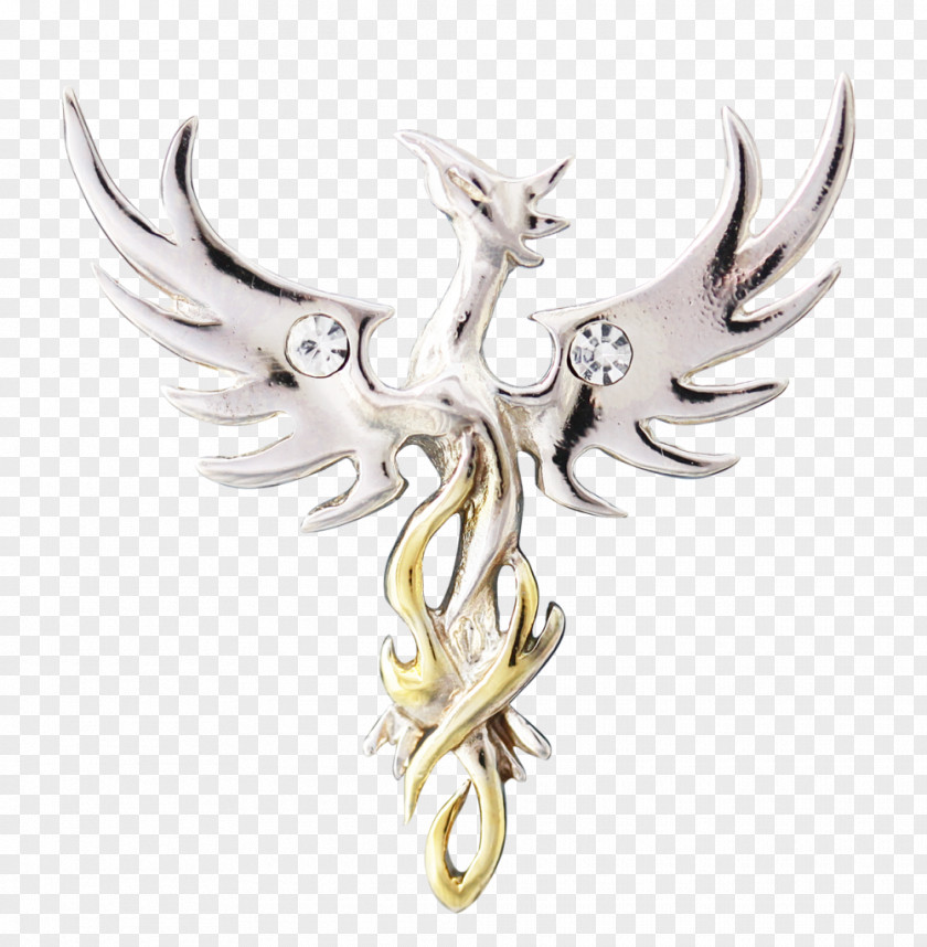 Phoenix Silver Legendary Creature Charms & Pendants Necklace PNG