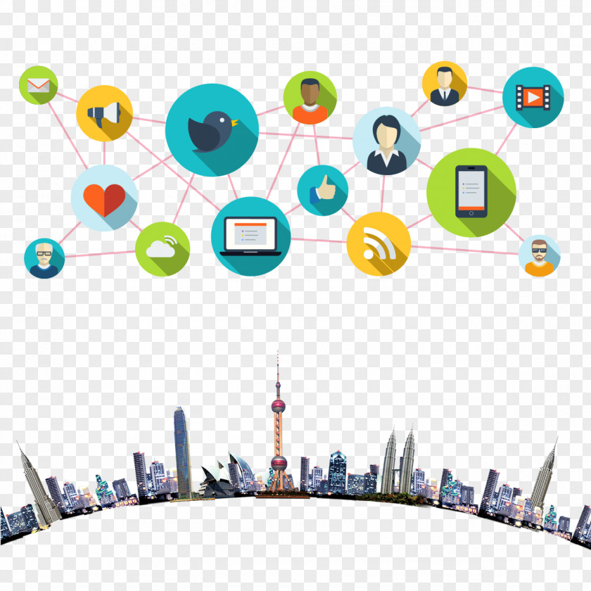 Global Cities Material Download Social Media Communication Customer Relationship Management Icon PNG