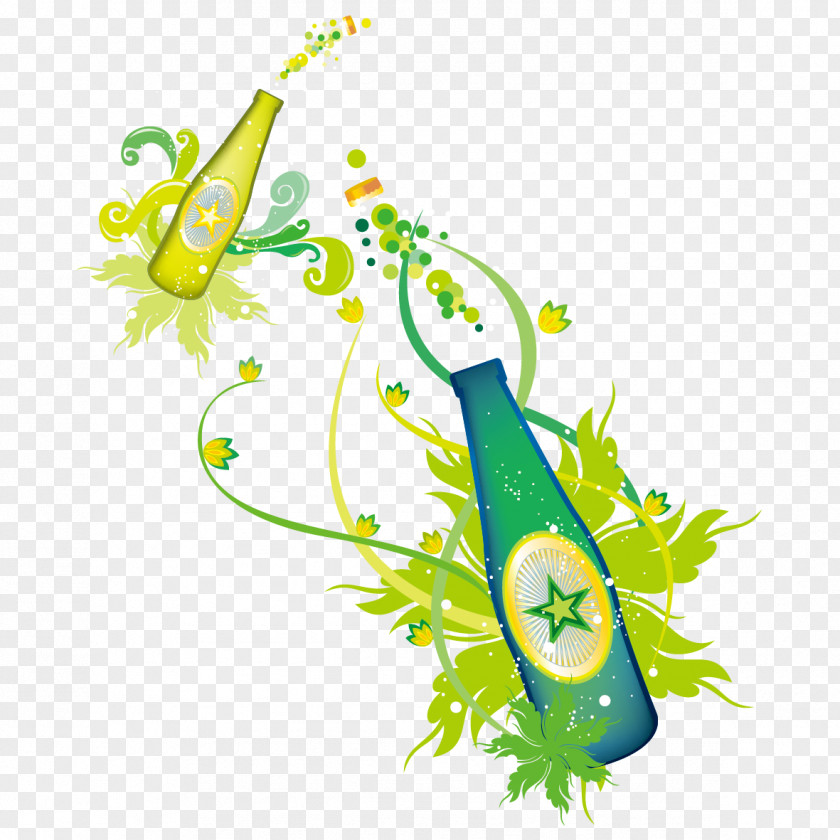 Vector Bottle And Leaves Beer Soft Drink Cap PNG