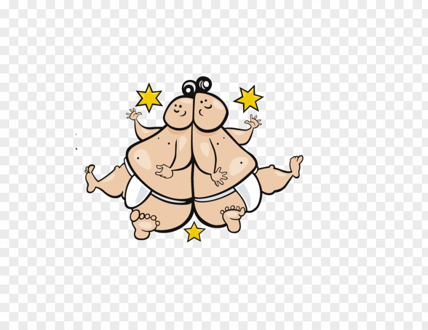 Cartoon Sumo Gemini Astrological Sign Zodiac PNG