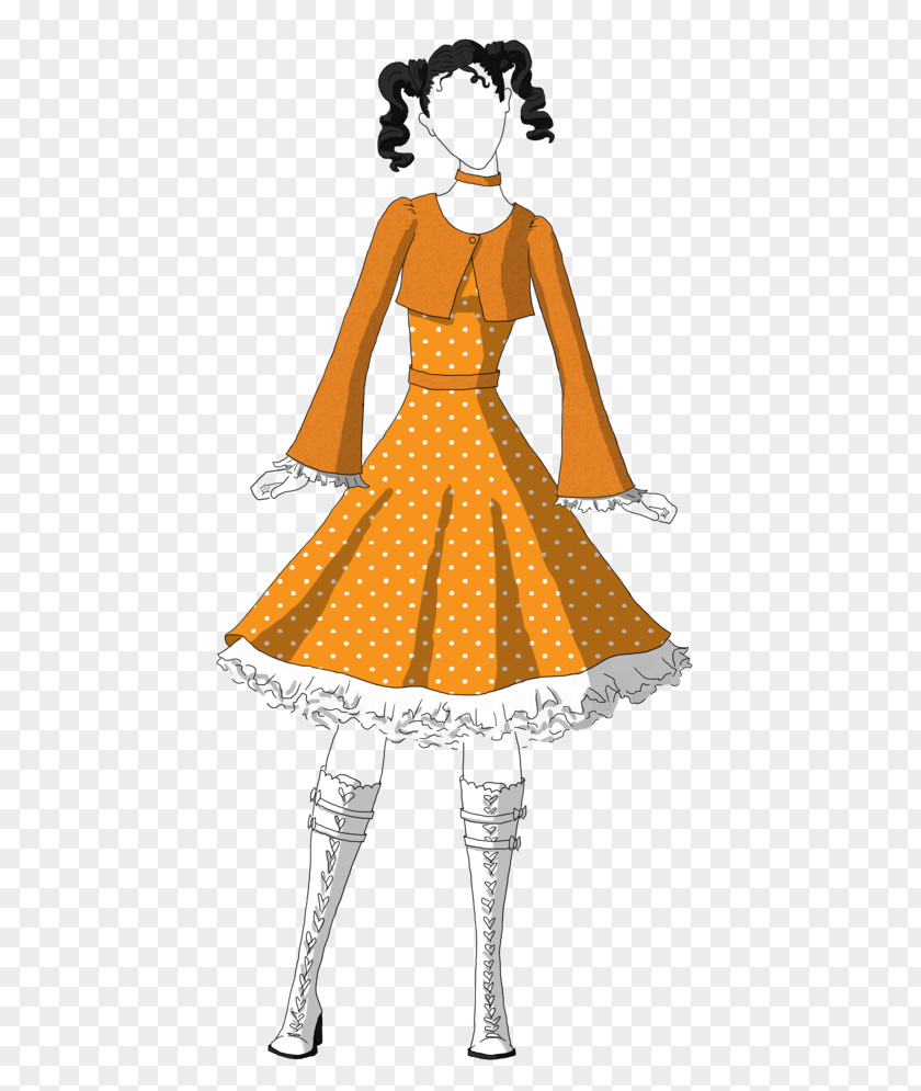 Orange Dress Gown Costume Design PNG