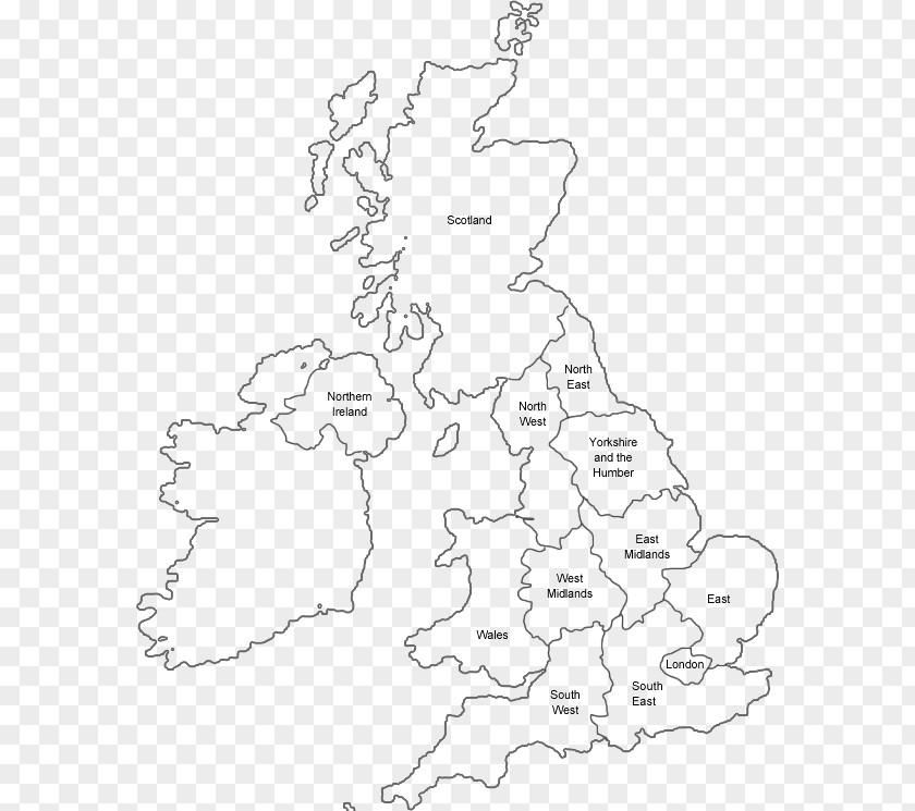 Uk County Map England Black And White PNG