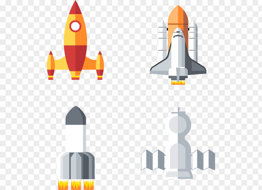 Four Kinds Of Spaceship Rocket Spacecraft Outer Space Satellite PNG