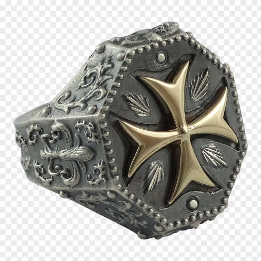 Silver Knights Templar Maltese Cross Ring PNG