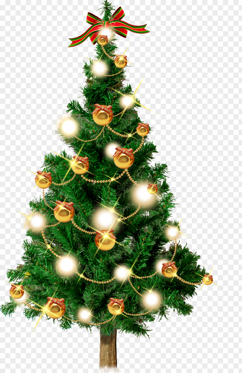 Fir Trees Illuminating Santa Claus Christmas Tree Decoration Ornament PNG