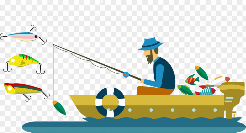 Fisherman Fishing Vector Material Euclidean PNG