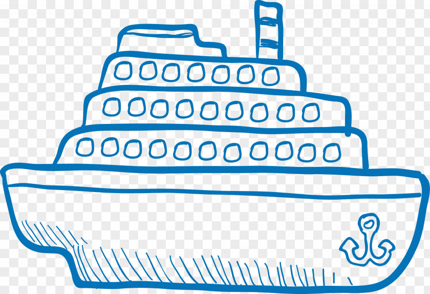 Blue Ship Drawing Boat PNG