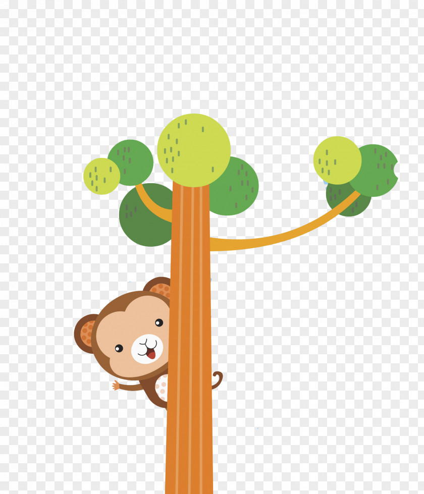 Monkey On The Tree Illustration PNG