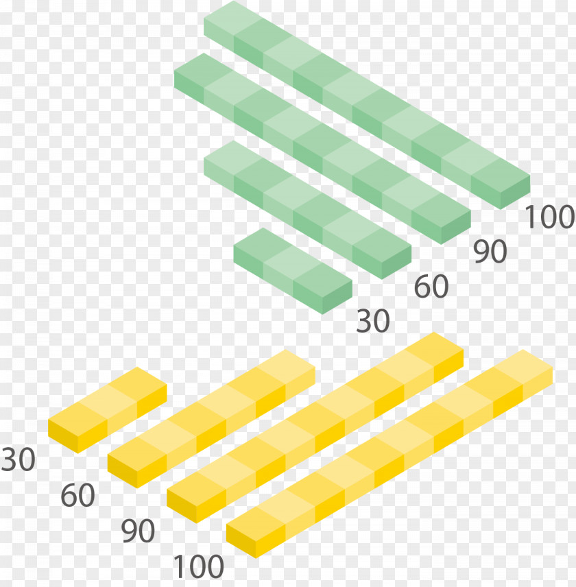 Green Yellow 3D Bar Chart Solid Geometry Computer Graphics PNG