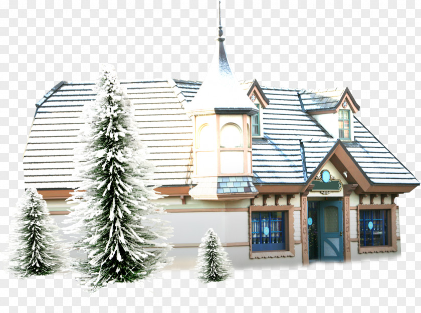 Winter Building European Views Snowman Animation House PNG