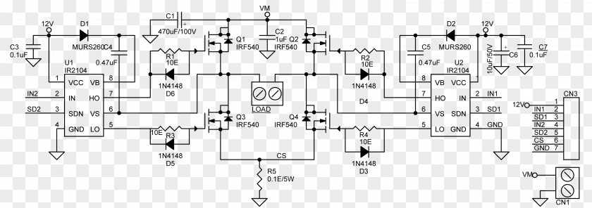 Driver H Bridge Motor Controller Electronic Circuit Wiring Diagram PNG