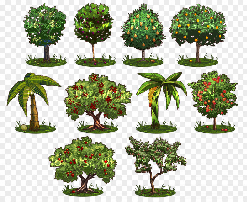 Hand-painted Scenery Tree Game Plant Drawing Shrub PNG