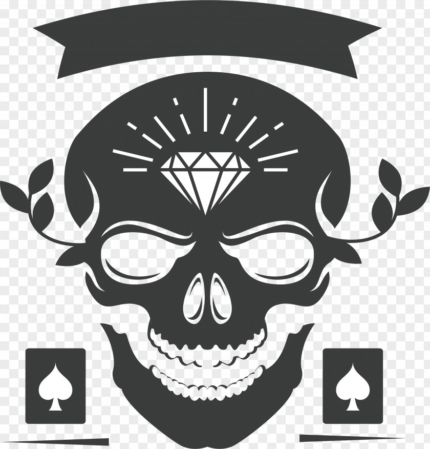 Retro Diamond Skull Euclidean Vector PNG