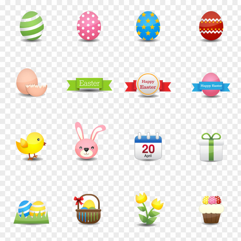Small Colored Pattern Easter Bunny Illustration PNG