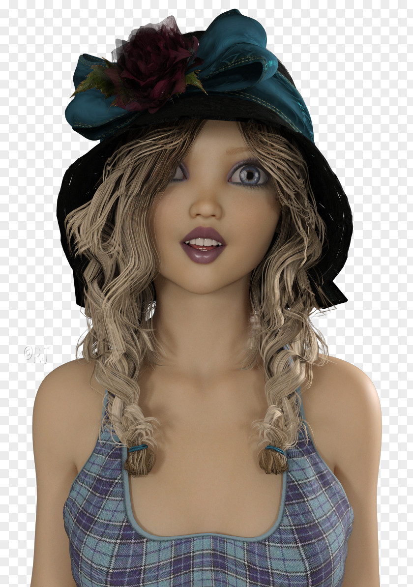 Flirty Sun Hat Headgear Wig Hair PNG