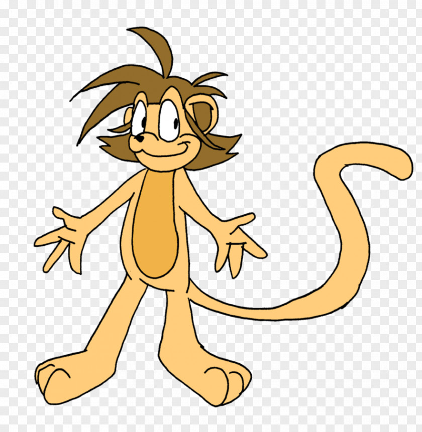 Little Monkey Cat Line Art Cartoon Character Clip PNG