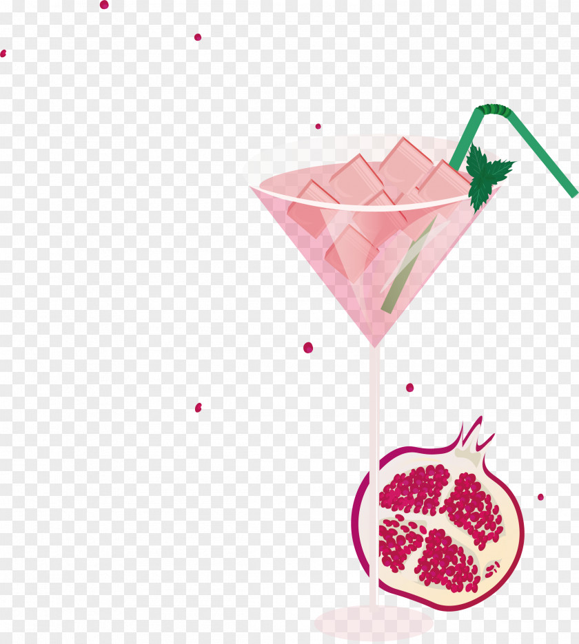 Red Pomegranate Cocktail Glass Smoothie Drink PNG