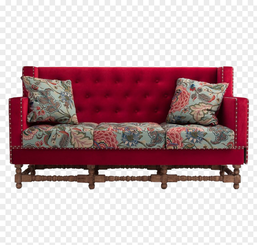Vintage Sofa Couch Furniture Bed Capitonné Wing Chair PNG