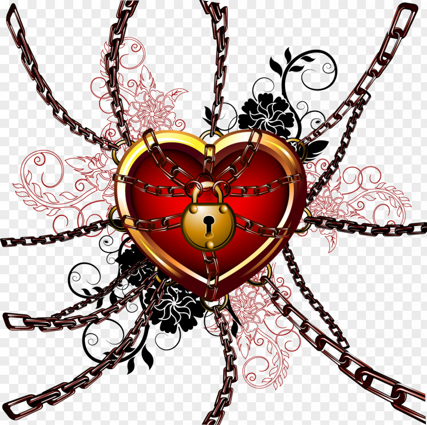 Iron Chains Locked Heart Chain Lock Icon PNG