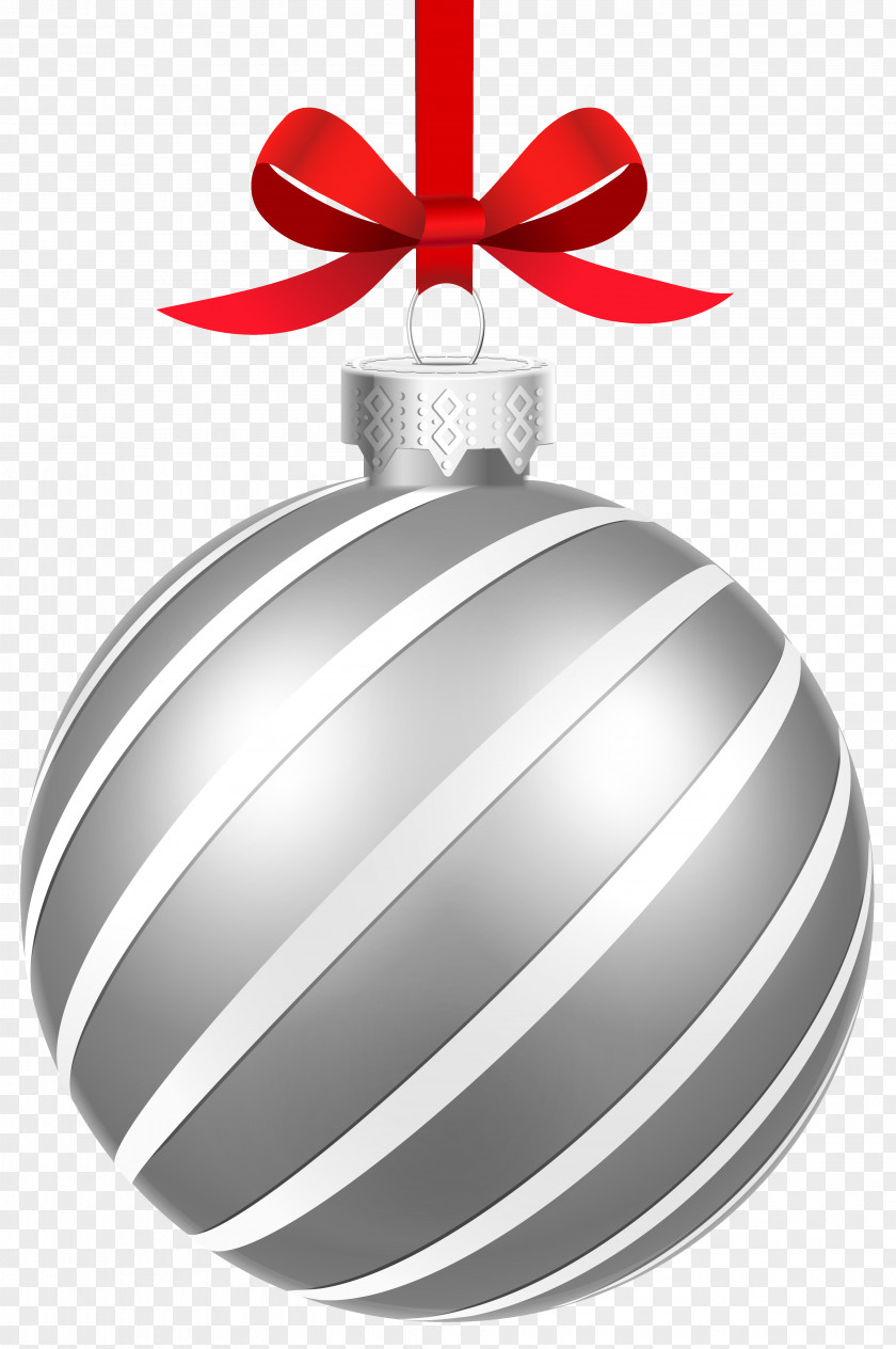 Silver Striped Christmas Ball Clipart Image Ornament Decoration Clip Art PNG