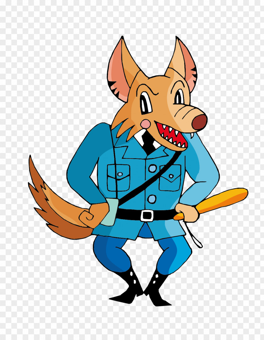 Wolf Officer Dog Animal Cartoon PNG