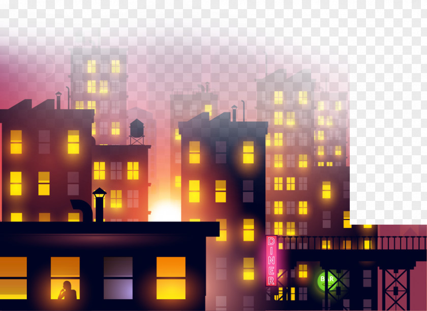City ​​building Midnight Illustration PNG