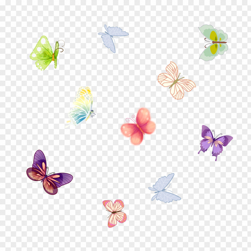 Colorful Butterfly Pull Material Free PNG