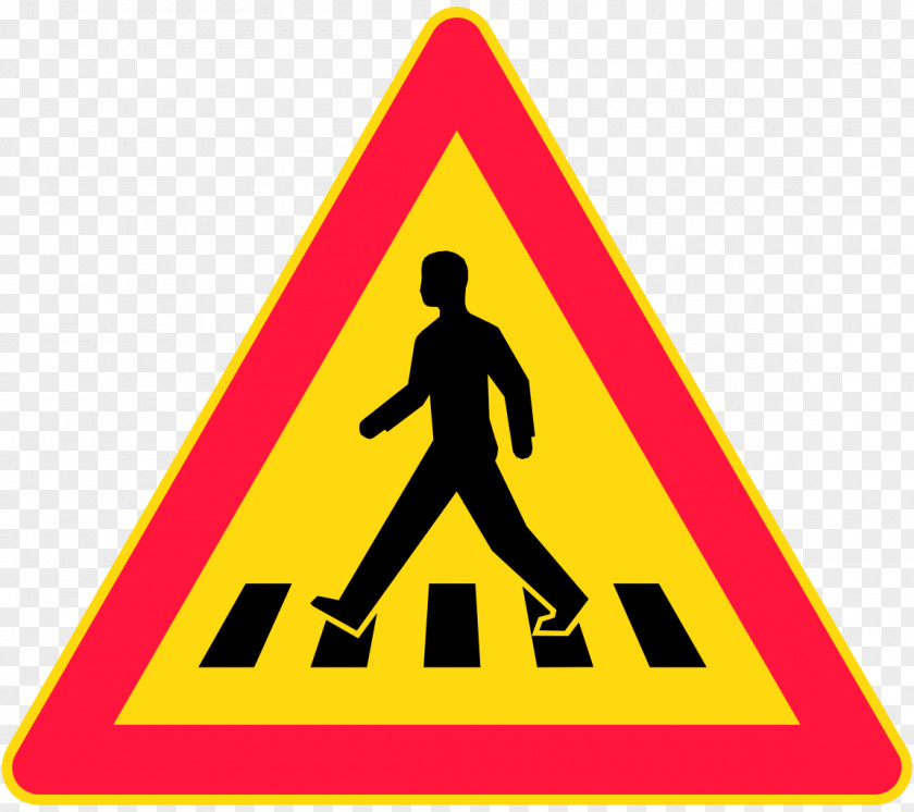 FINLAND Traffic Sign Road Pedestrian Crossing Warning PNG