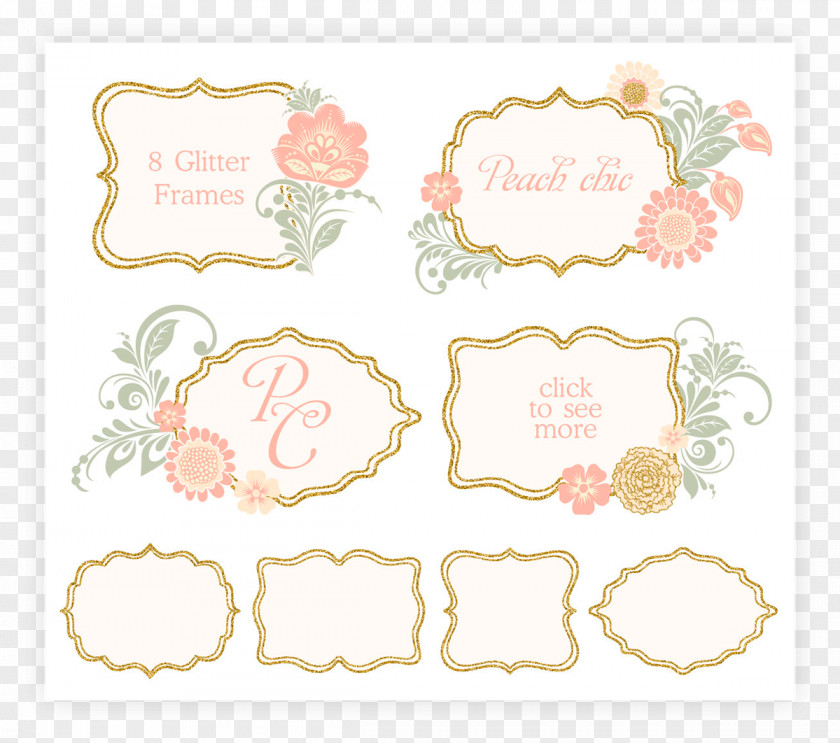 Peach Blossom Floral Design Wedding Invitation Clip Art PNG