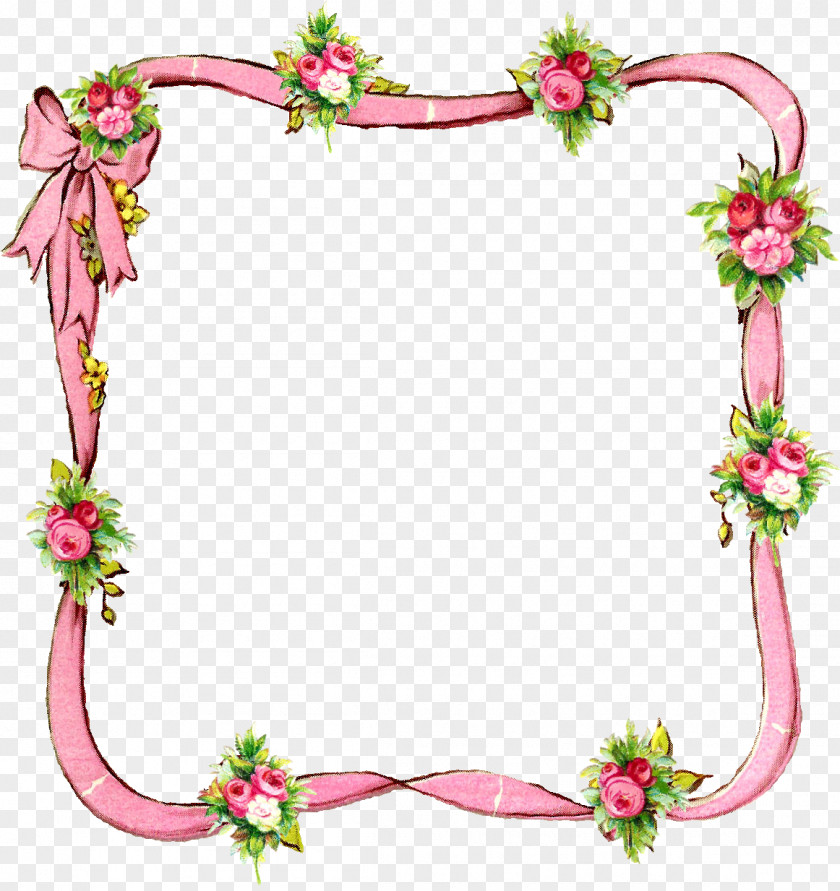 Heart Flower Pink Frame PNG