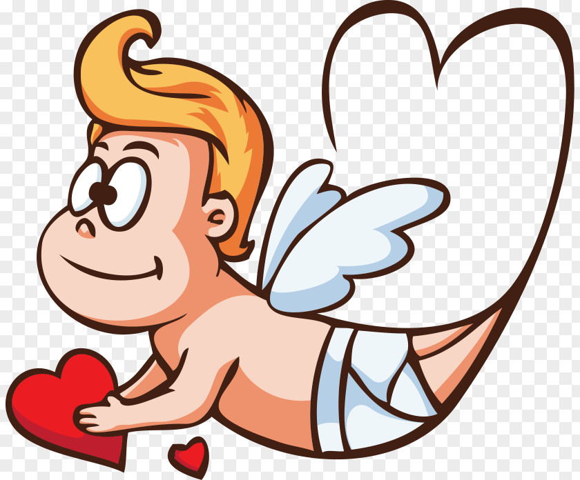 Blond Angel Of Love Cupid Cartoon Illustration PNG