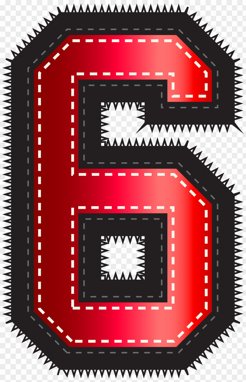 Red Sport Style Number Six Clip Art Image Pixel PNG