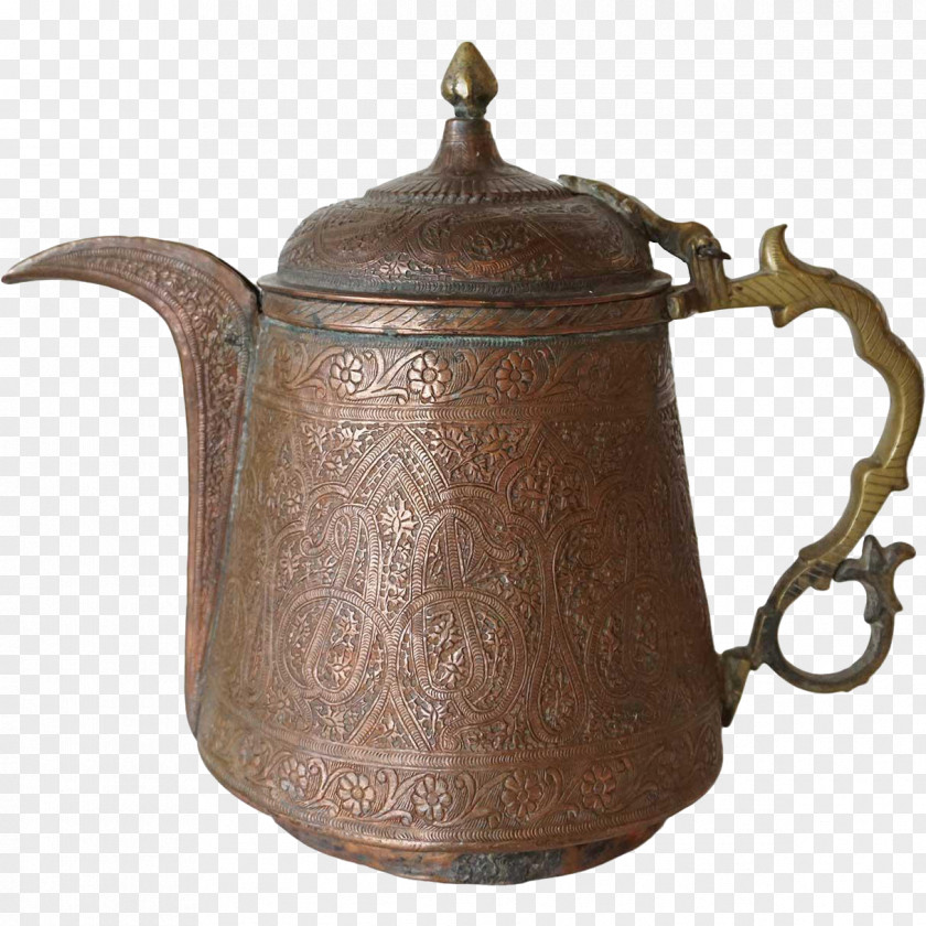 Coffee Coffeemaker Brass Repoussé And Chasing Copper PNG