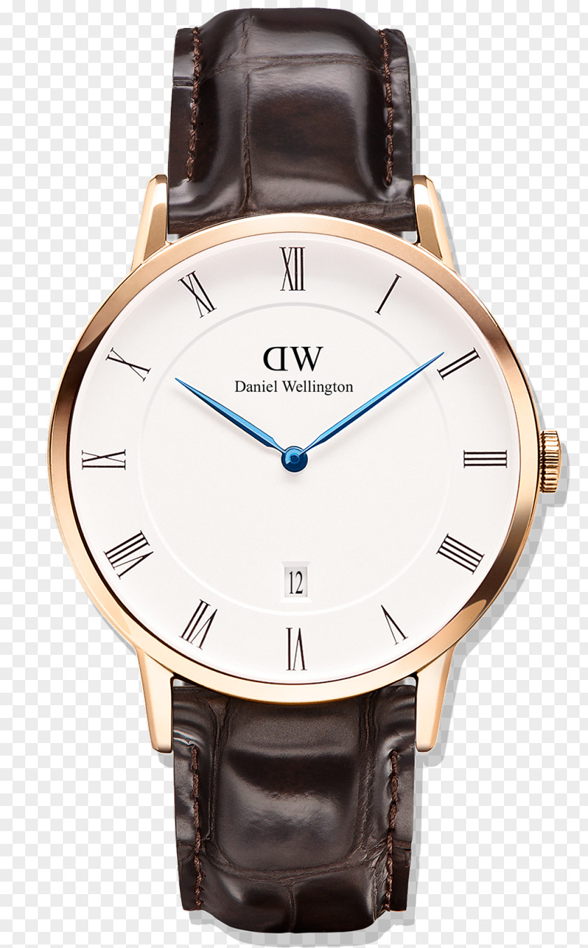 GOLD ROSE Watch Daniel Wellington Strap Leather Gold PNG
