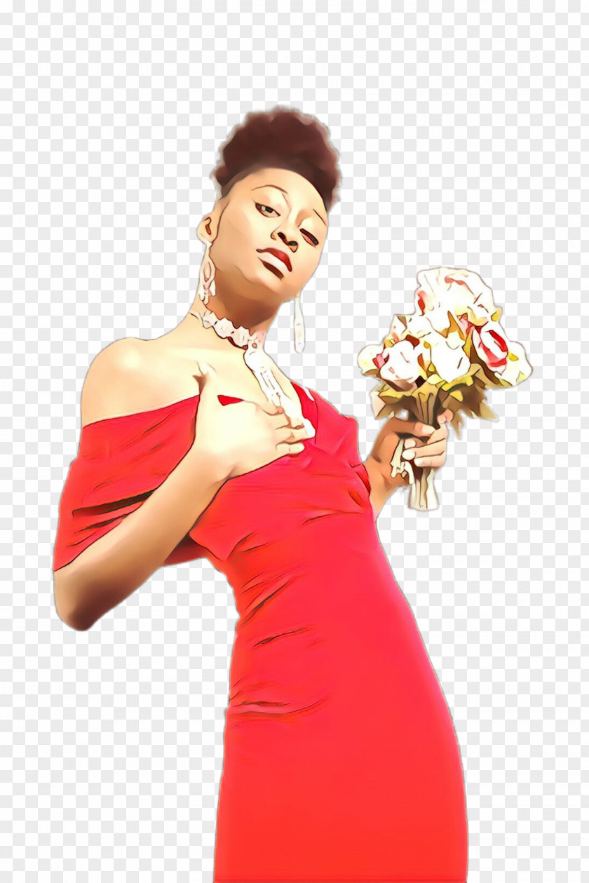 Dress Photo Shoot Shoulder Red Beauty Lady Joint PNG