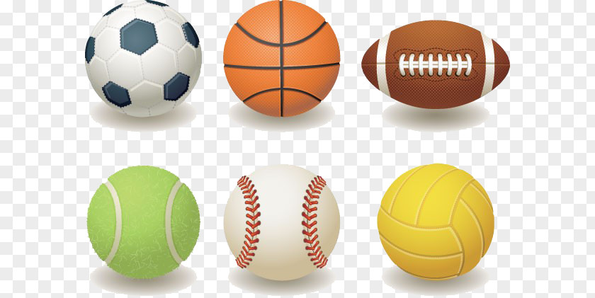 Six Ultra-realistic Ball Sport Cartoon Clip Art PNG