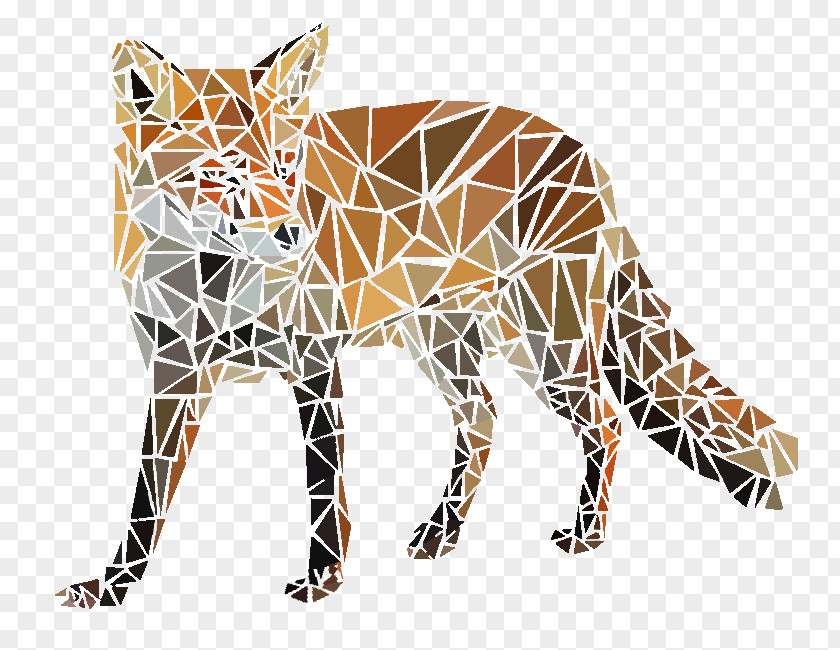 Triangle Mosaic Tiger Red Fox Image Drawing PNG
