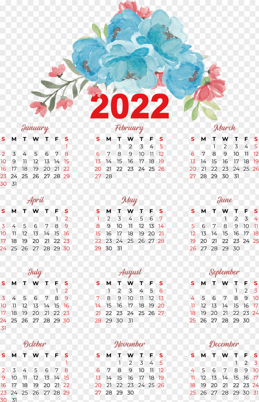 2022 Calendar Calendar Year January Month PNG