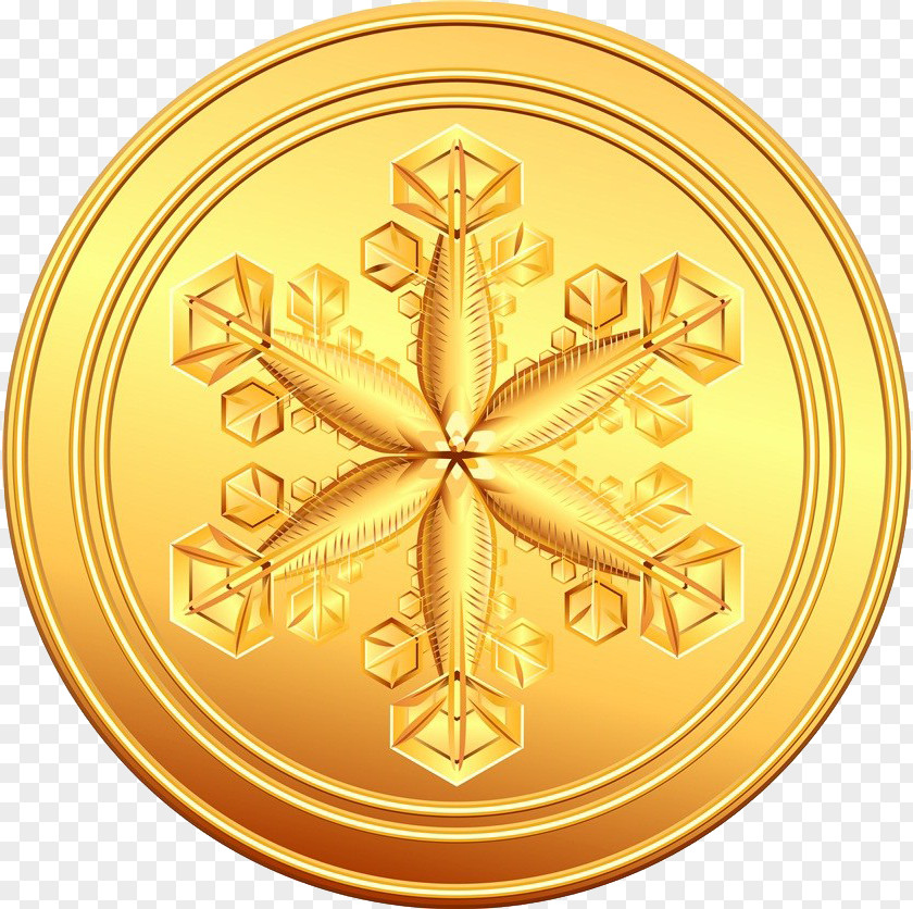 Snowflake Pattern Coins Gold Coin Royalty-free Xc9cu PNG