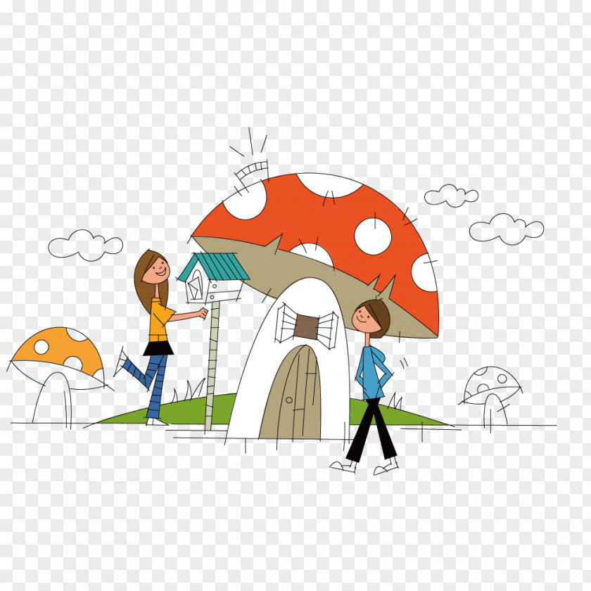 In Building Small Mushroom Men And Women Contagem Weight Housewife Son Food PNG