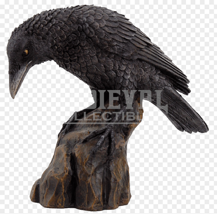 Perched Raven Overlay Statue Figurine Sculpture Model Figure Collectable PNG