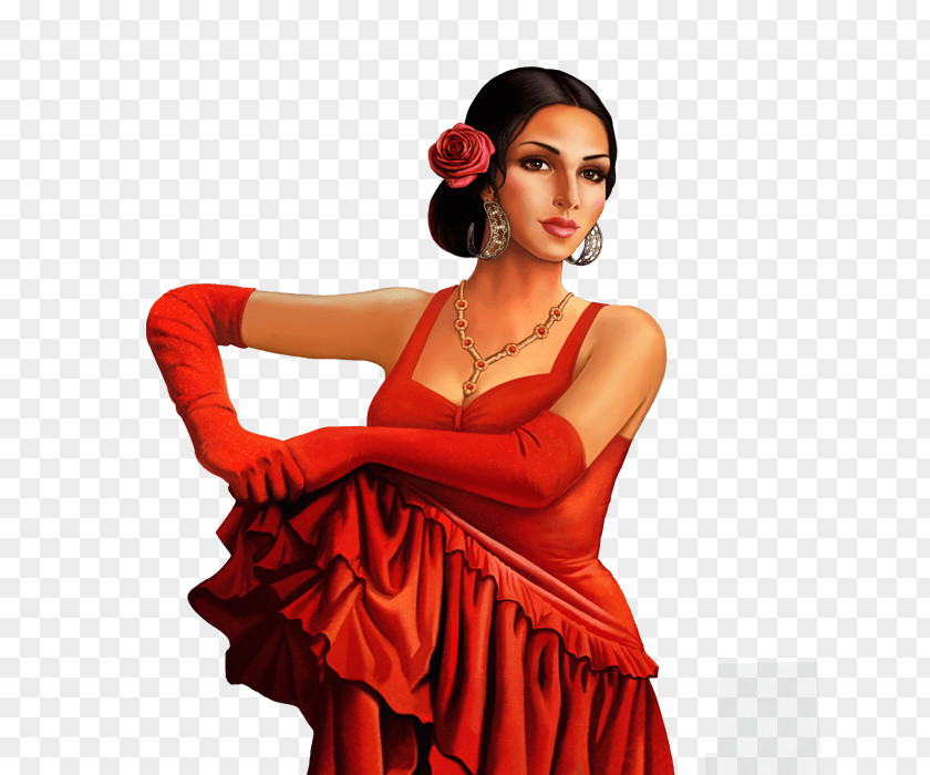 Flamenco Dancer Shoulder Gown Fashion PNG