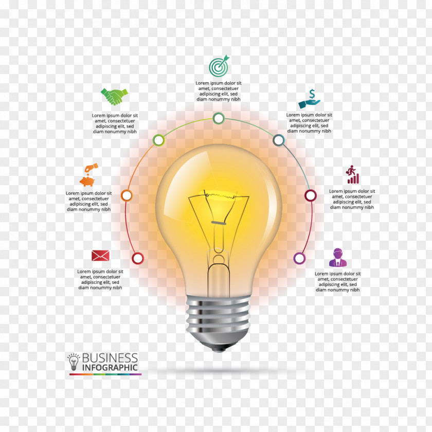 Vector Material Bulb Ppt Infographic Chart Incandescent Light Diagram PNG