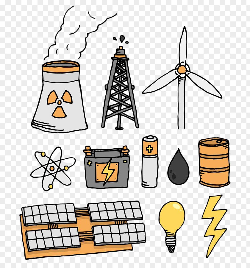 Hand-painted Energy Icon Electricity Generation Power Station Wind Clip Art PNG