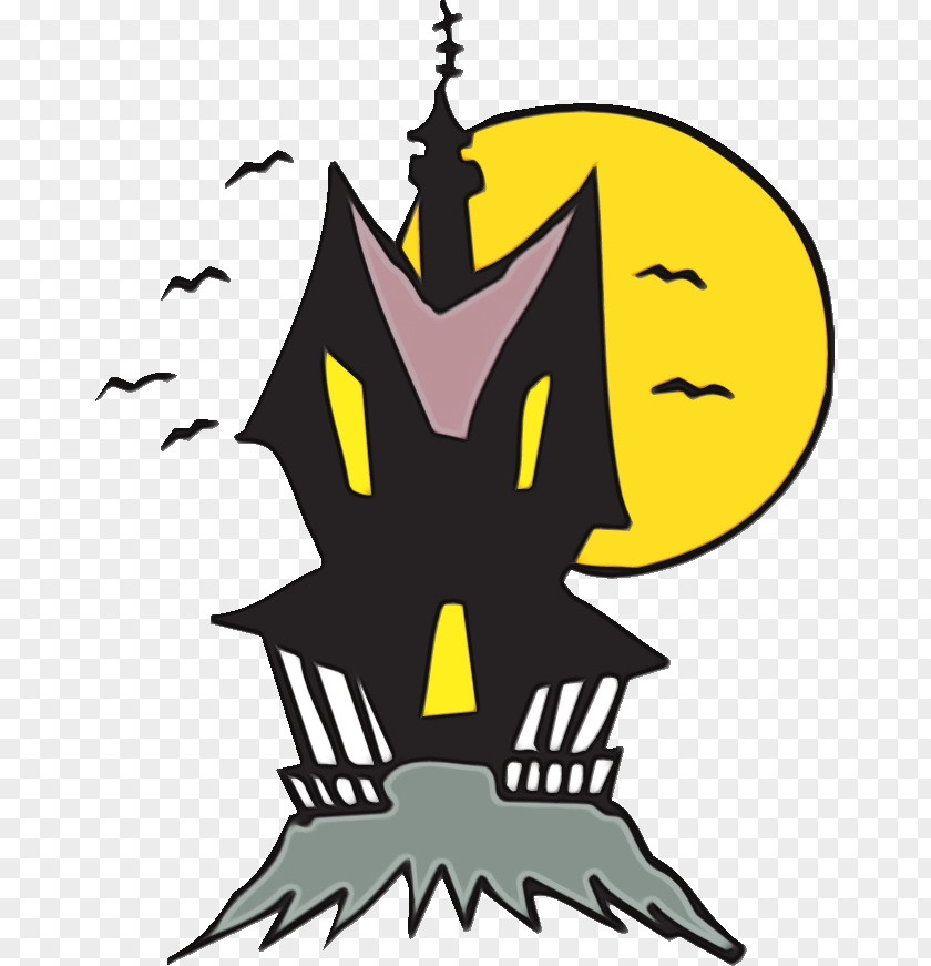 Emblem Logo Haunted House Cartoon PNG