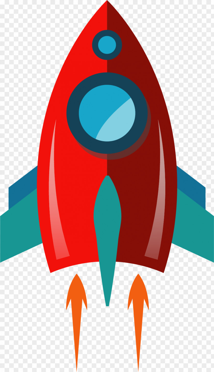 Red Cartoon Rocket Cohete Espacial Sticker PNG