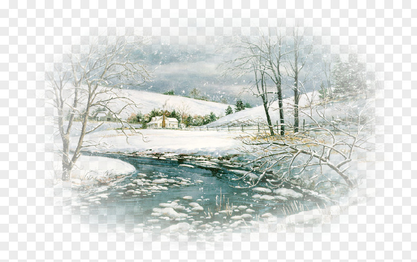 Winter Landscape Painting Image Tutorial PNG