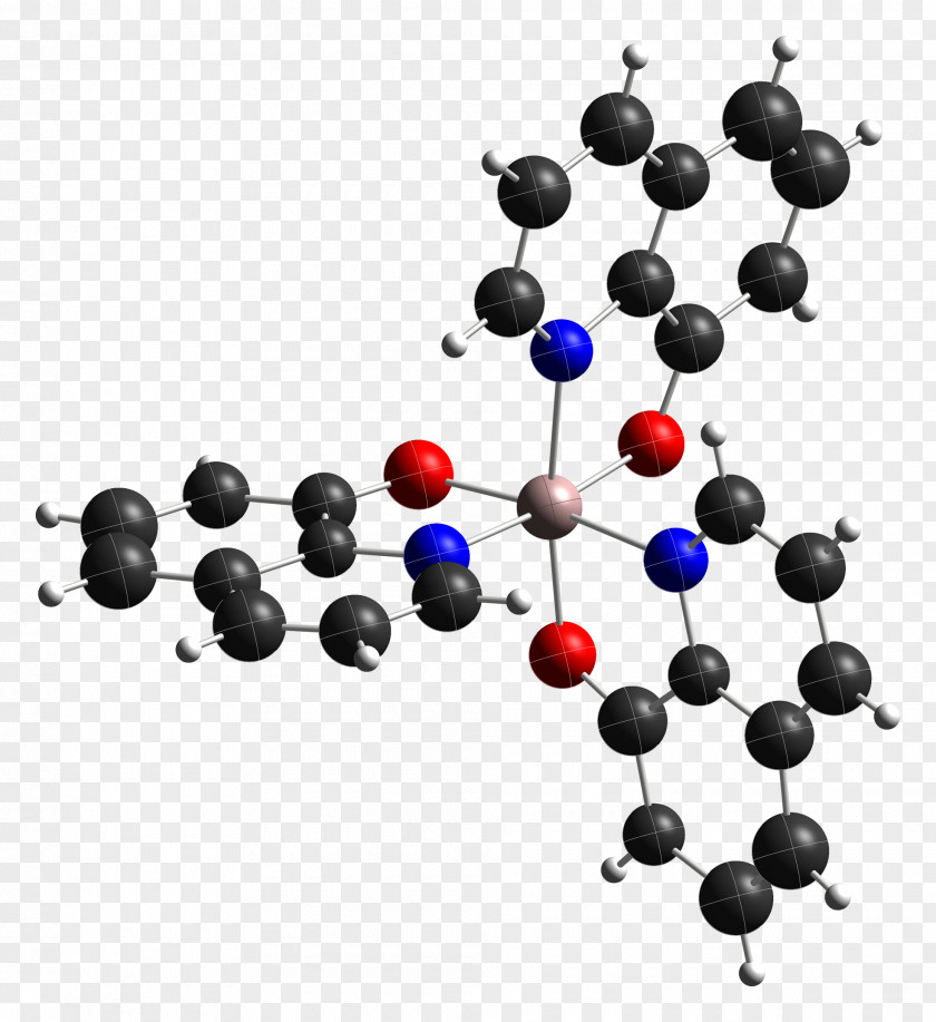 Aluminium30 Tris(8-hydroxyquinolinato)aluminium 8-Hydroxyquinoline Coordination Complex Molecule PNG
