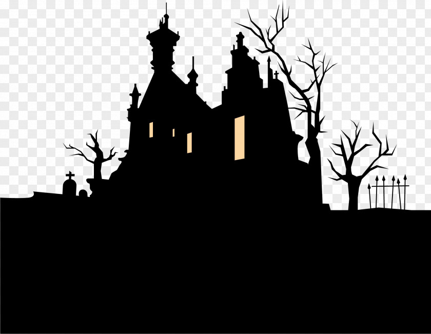 Black Horror Castle Halloween Haunted Attraction Holiday Illustration PNG
